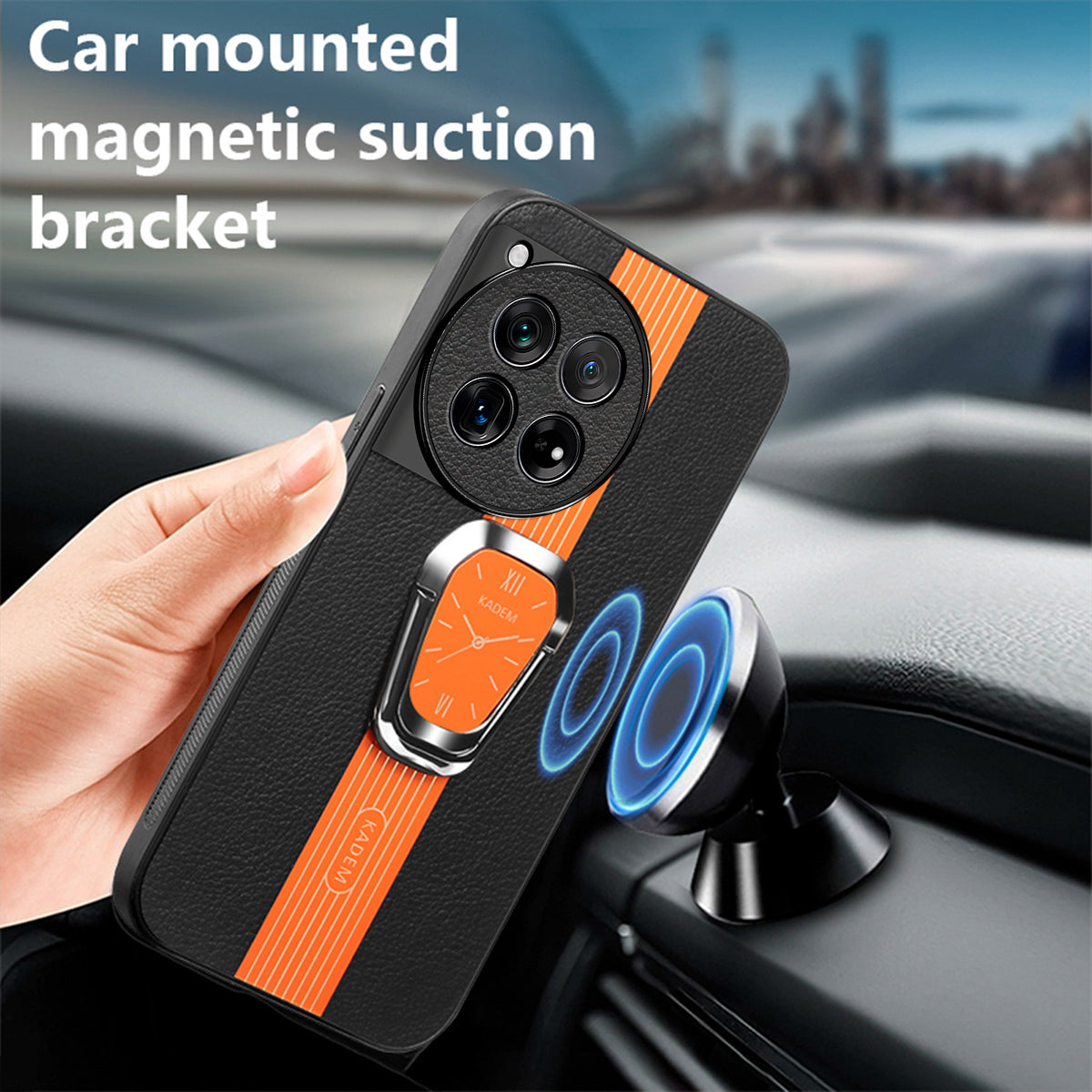 KADEM For OnePlus 12R 5G / Ace 3 5G Cover PU+TPU+Acrylic Kickstand Cell Phone Case KADEM For OnePlus 12R 5G / Ace 3 5G Cover PU+TPU+Acrylic Kickstand Cell Phone Case